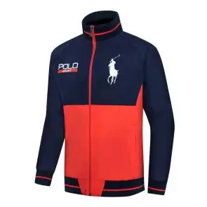 ralph lauren long sleeve veste sweat sport polo orange